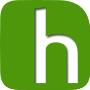 green h logo - white letter h on green background - website design