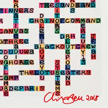 Image of Liverpool Bands name-chains design limited edition print - close up of bottom right showing artist’s signature