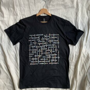 image of black punk/new wave name-chains t-shirt